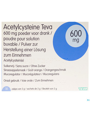 Acetylcysteine teva 600mg pdr sach 10 x 600mg