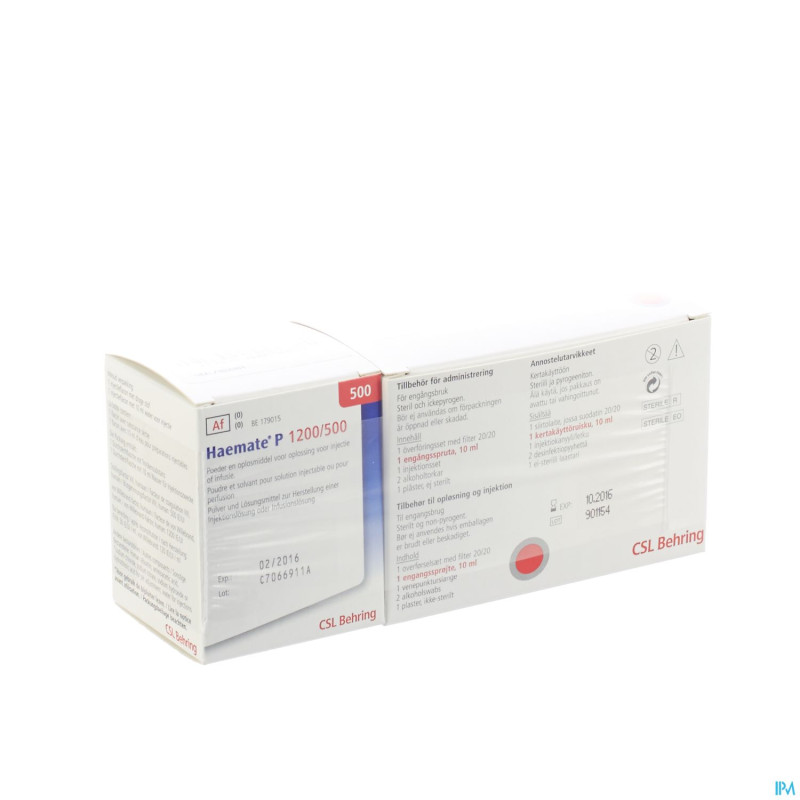 Haemate p fl  500 iu (1200iu vwf)