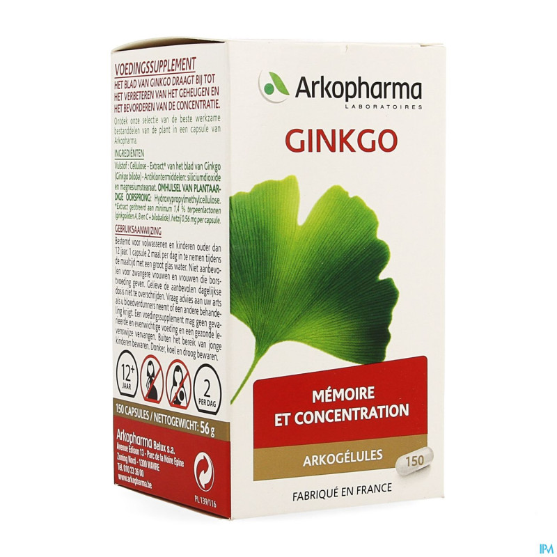 Arkogelules ginkgo biloba vegetal  150 cfr 3733110