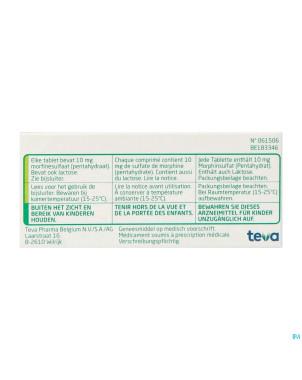 Morphine teva  10 comp 30x 10mg