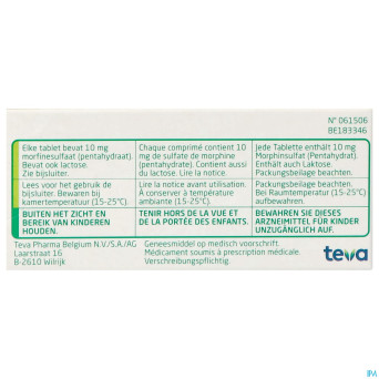 Morphine teva  10 comp 30x 10mg