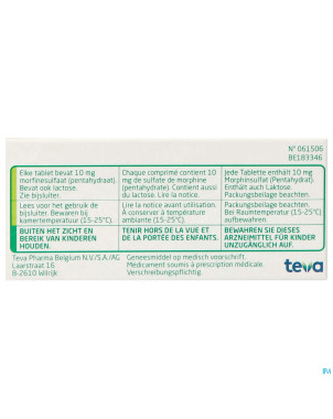 Morphine teva  10 comp 30x 10mg