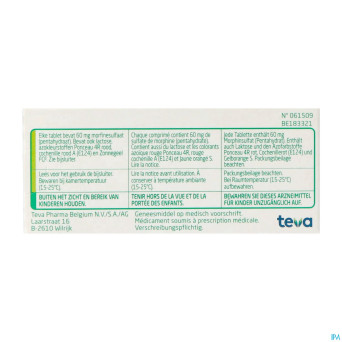 Morphine teva  60 comp 30x 60mg
