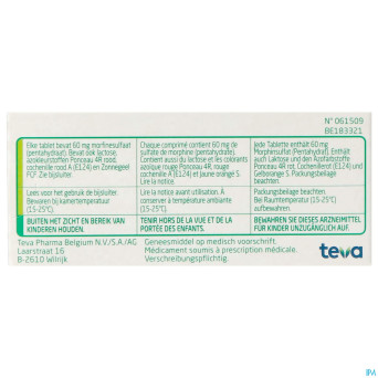 Morphine teva  60 comp 30x 60mg