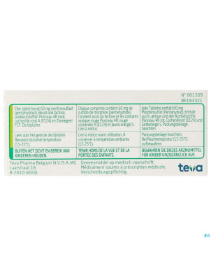 Morphine teva  60 comp 30x 60mg
