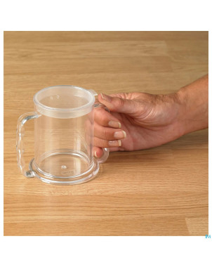 Gobelet transp + 2 poignees stand. 285ml homecraft