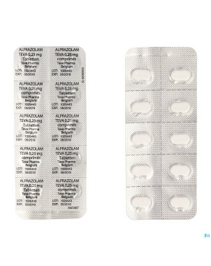 Alprazolam teva tabl 50 x 0,25 mg