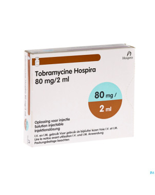 Tobramycine fl inj 5x80mg/2ml