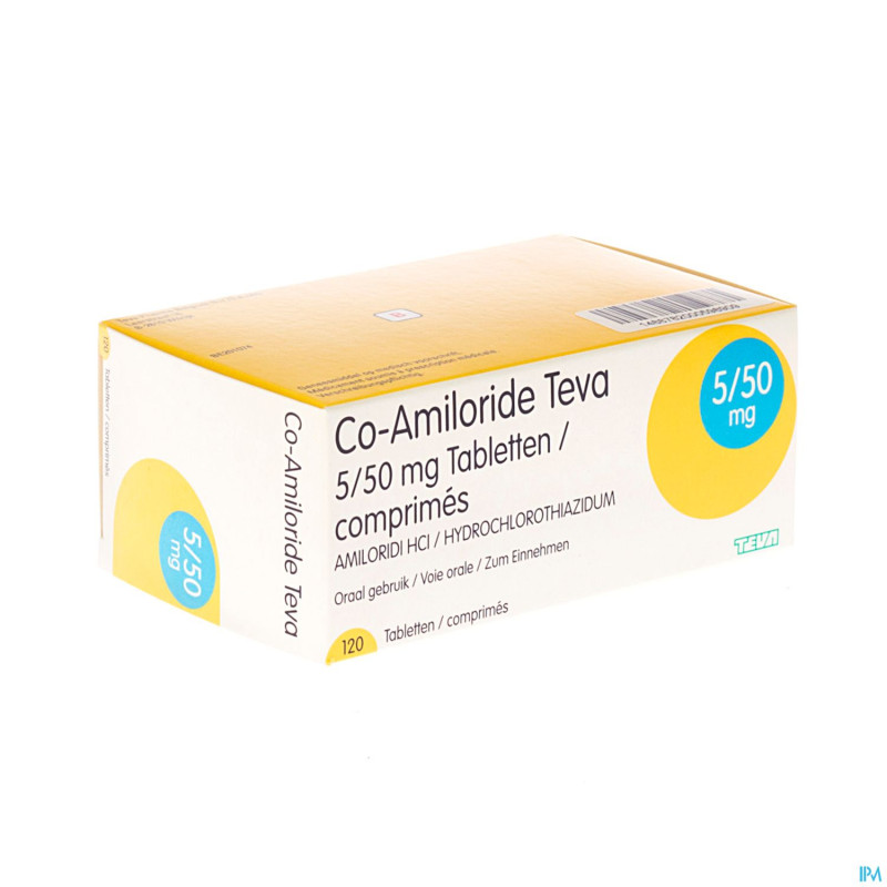 Co amiloride teva tabl 120 x 5 mg/50 mg