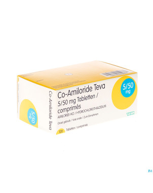 Co amiloride teva tabl 120 x 5 mg/50 mg