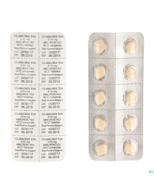 Co amiloride teva tabl 120 x 5 mg/50 mg