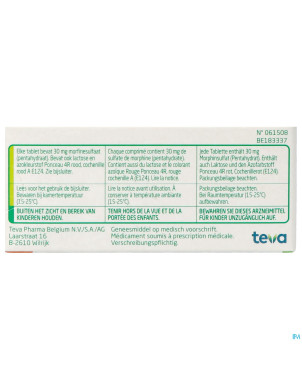 Morphine teva  30 comp 60x 30mg