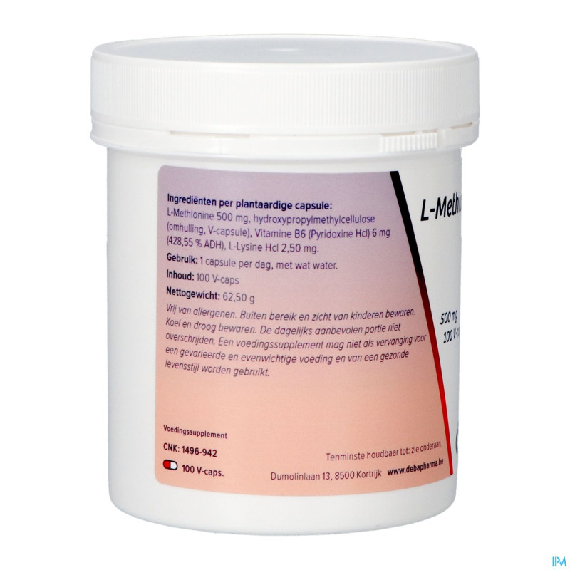 L-methionine +b6    caps 100x500mg    deba