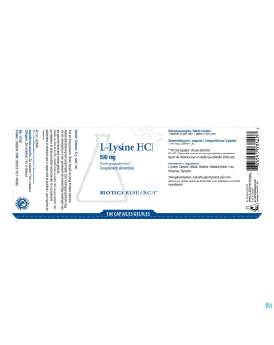 L-lysine biotics    caps 100x500mg