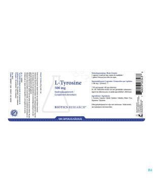 L-tyrosine biotics    caps 100x500mg