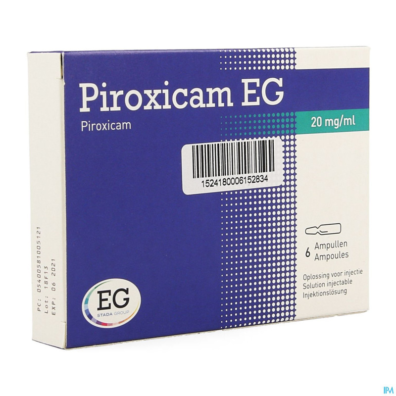 Piroxicam eg amp 6 x 20 mg