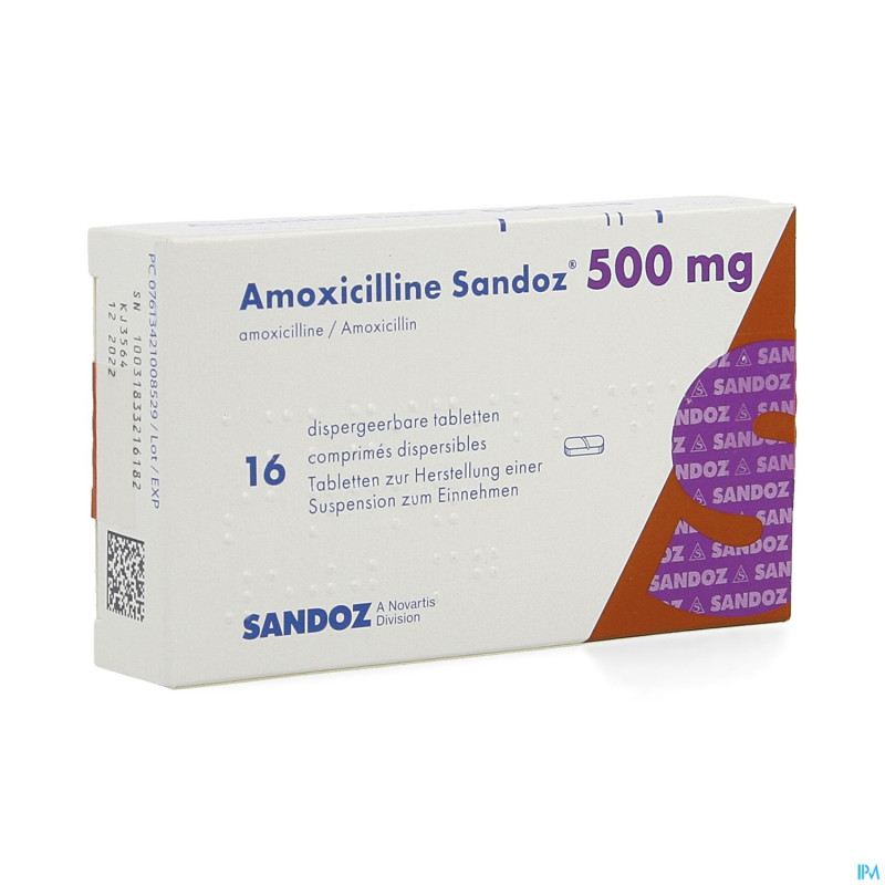 Amoxicilline sandoz  500 mg tabl disp 16