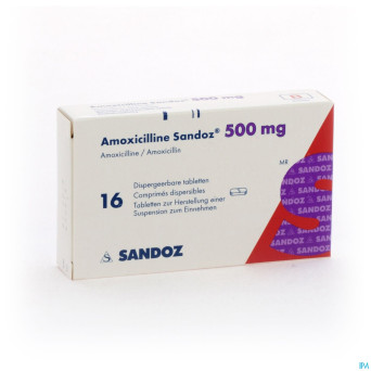 Amoxicilline sandoz  500 mg tabl disp 16