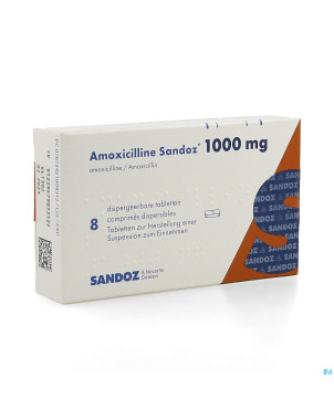 Amoxicilline sandoz 1000 mg tabl disp 8