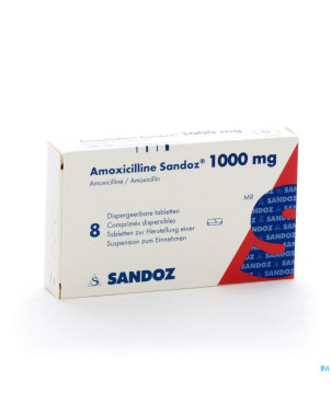 Amoxicilline sandoz 1000 mg tabl disp 8