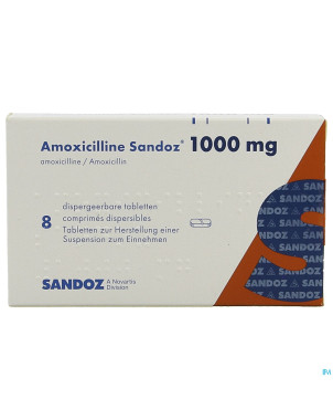 Amoxicilline sandoz 1000 mg tabl disp 8