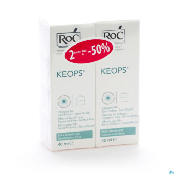 Roc keops duo deo stick s/alc s/parf p/norm 2x40ml