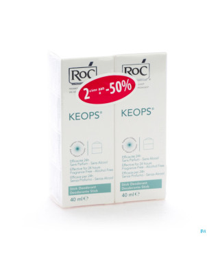Roc keops duo deo stick s/alc s/parf p/norm 2x40ml