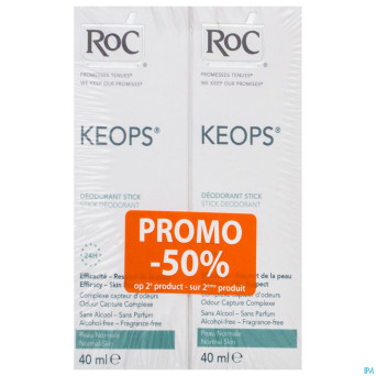 Roc keops duo deo stick s/alc s/parf p/norm 2x40ml