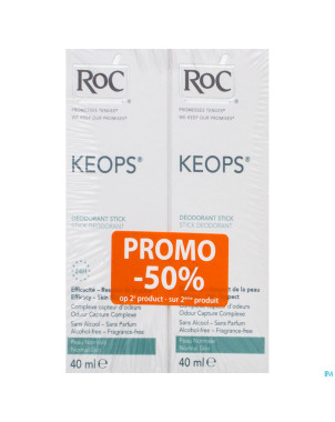 Roc keops duo deo stick s/alc s/parf p/norm 2x40ml