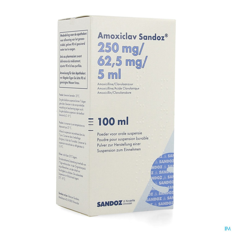 Amoxiclav sandoz 250mg/5ml pd susp100ml