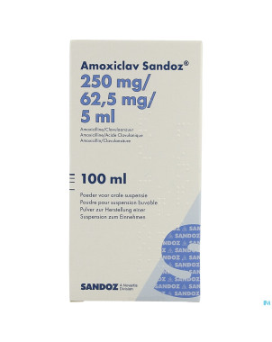 Amoxiclav sandoz 250mg/5ml pd susp100ml