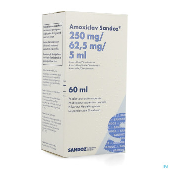 Amoxiclav sandoz 250mg/5ml pd susp 60ml