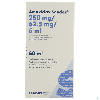 Amoxiclav sandoz 250mg/5ml pd susp 60ml