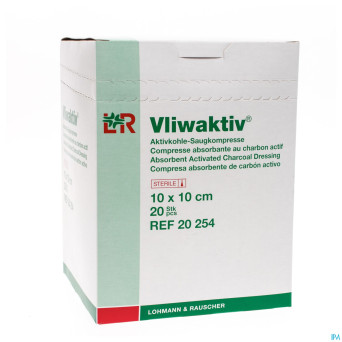 Vliwaktiv cp charbon steril    10x10cm  20 20254