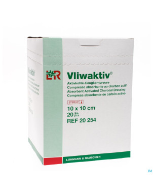 Vliwaktiv cp charbon steril    10x10cm  20 20254