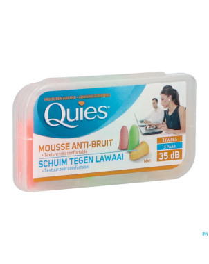 Quies protection auditive mousse fluo 3 paires