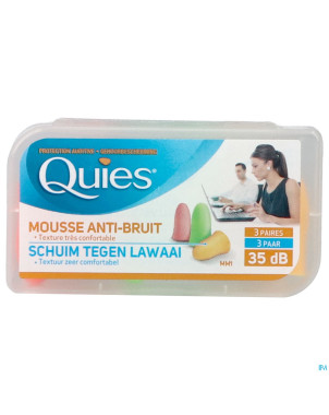 Quies protection auditive mousse fluo 3 paires