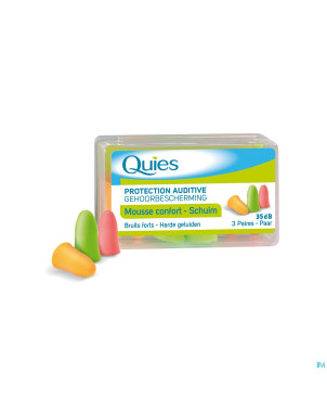 Quies protection auditive mousse fluo 3 paires