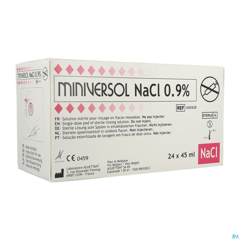Nacl 0,9% 45ml miniversol ud rincage aguettant 24
