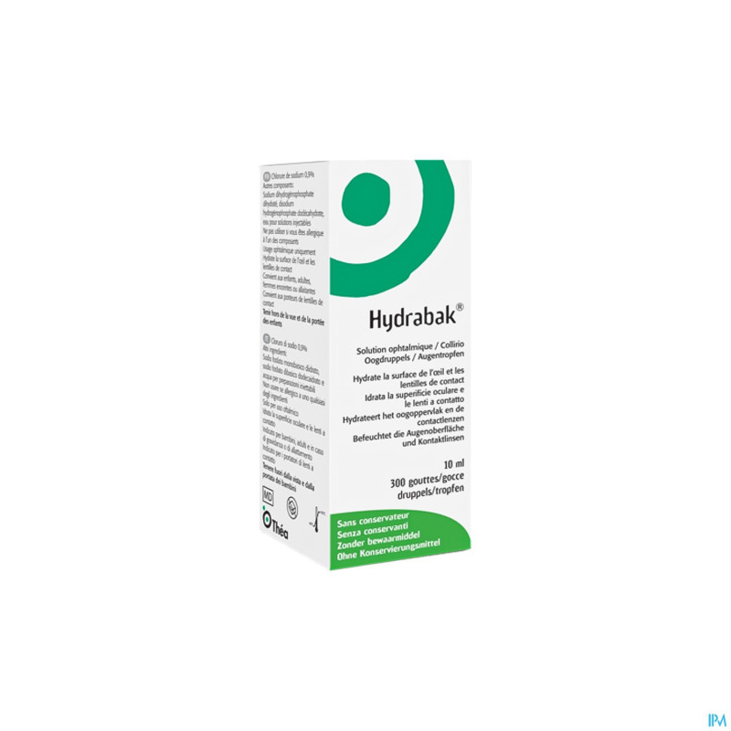 Hydrabak collyre hydratante nacl s/conservat. 10ml
