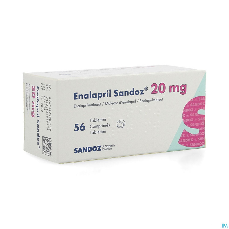 Enalapril sandoz 20 mg tabl 56 x 20 mg