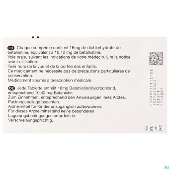 Betahistine viatris 16mg comp 84