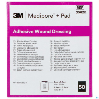 Medipore + pad 3m    5x 7,2cm 50 3562e