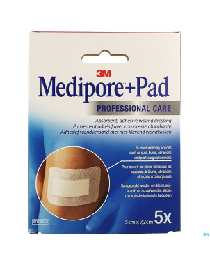 Medipore + pad 3m    5x 7,2cm  5 3562p