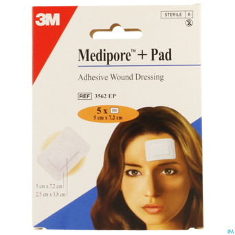 Medipore + pad 3m    5x 7,2cm  5 3562p