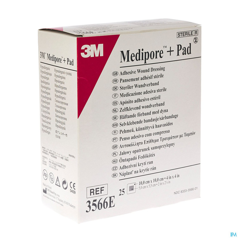 Medipore + pad 3m    10x10,0cm 25 3566e