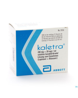 Kaletra 80mg+20mg/ml sol buvable fl 5 x 60ml