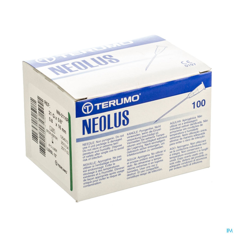 Terumo aiguille neolus 21g 1 1/2 sb vert 100
