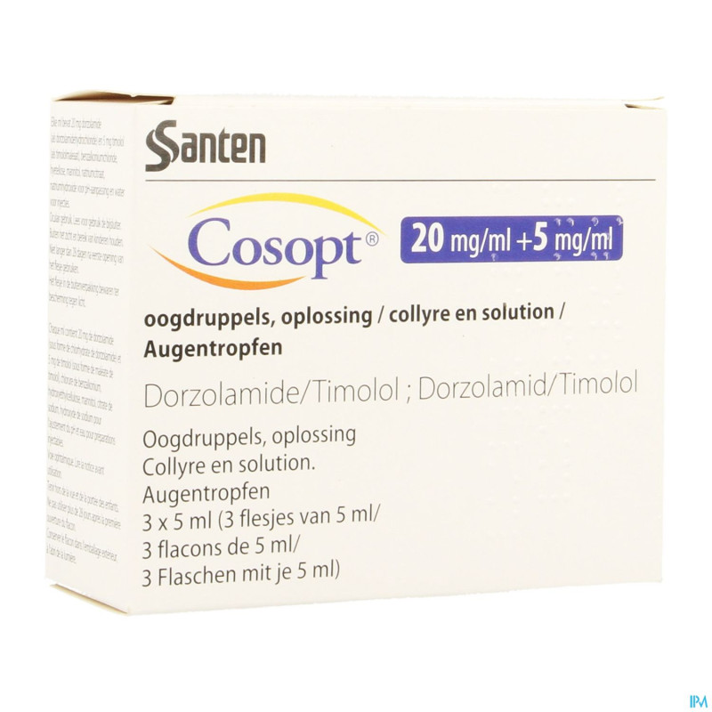 Cosopt ocumeter plus 20mg/5 mg collyre 3 x 5 ml