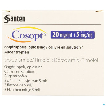 Cosopt ocumeter plus 20mg/5 mg collyre 3 x 5 ml